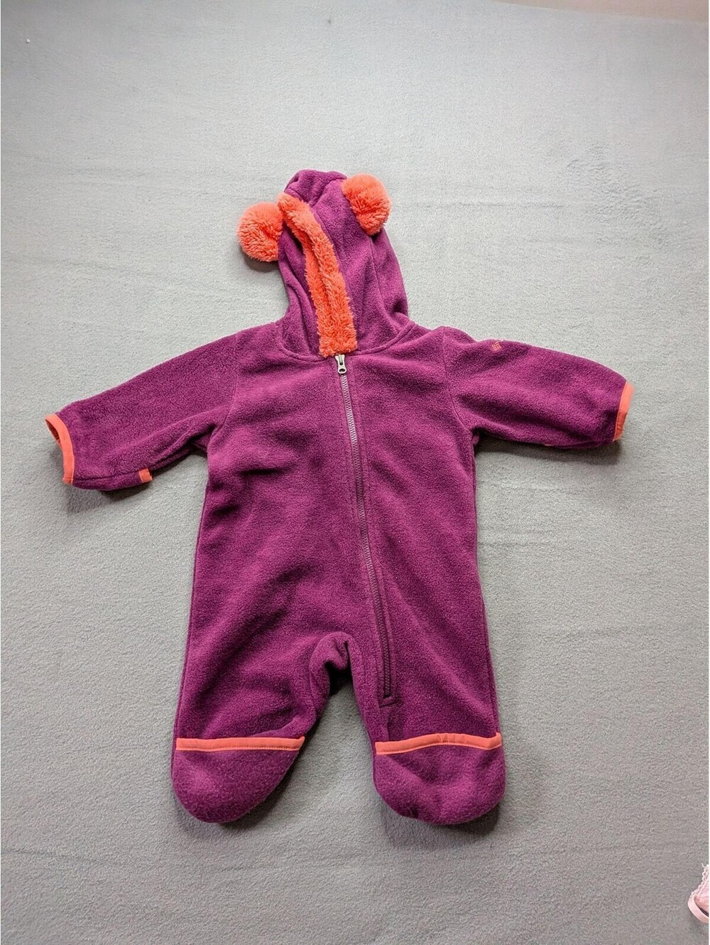 Columbia Fleece Snowsuit Girls 0-3 Months Purple Hooded Bunting One Piece Winter